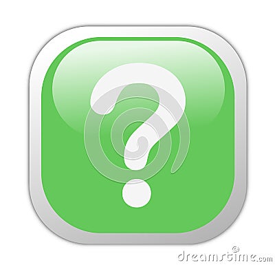 Glassy Green Square Question Mark Icon Stock Photo