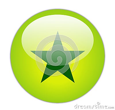 Glassy Green Star Icon Stock Photo