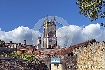 Glastonbury Abbey and Church of St John the Baptist, Somerset, England Editorial Stock Photo