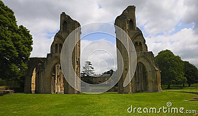 Glastonbury Abbey Ruin Stock Photo