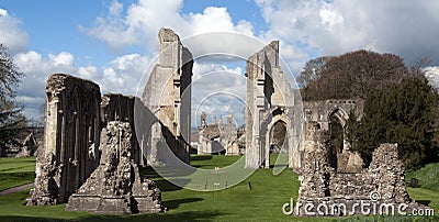 Glastonbury Abbey Ruins Stock Photo