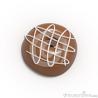 Glazed Chocolate Donut 3d rendered realistic design set of elements. Sweet food, donuts with sprinkle Cartoon Illustration