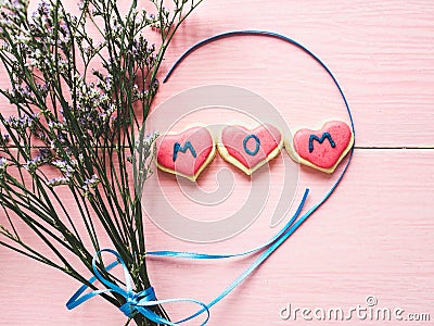 Glazed cookies with the word MOM Stock Photo