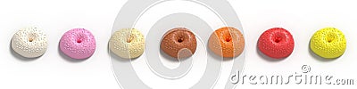 Glazed Donuts Collection 3d illustration realistic design set. Sweet food, donuts with sprinkle Cartoon Illustration