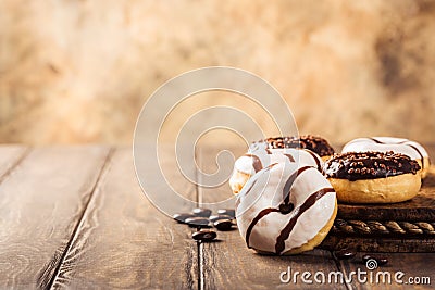 Glazed mini donuts Stock Photo