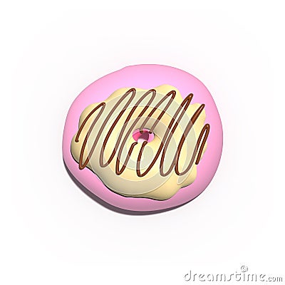 Glazed Pink Donut 3d illustration realistic design. Sweet food, donuts with sprinkle and cream Cartoon Illustration