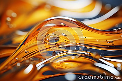 Gleaming abstraction Close up of glossy liquid surface, visually captivating Stock Photo