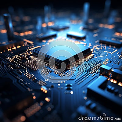 Gleaming blue circuitry A luminous background of technological innovation Stock Photo