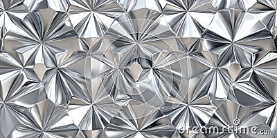 A gleaming silver diamond surface with intricate patterns and sharp reflections. Each diamond shines Stock Photo
