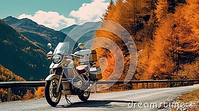 A gleaming vintage motorcycle, polished to perfection, exudes timeless charm Stock Photo