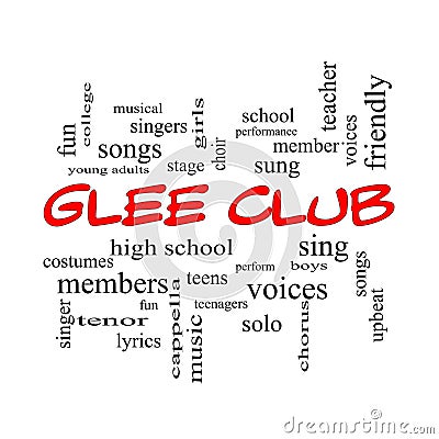 Glee Club Word Cloud Concept in red caps Stock Photo