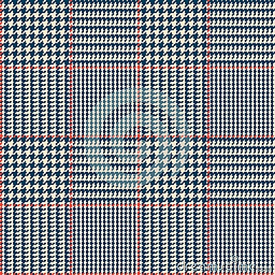 Glen check blue checkered seamless pattern Vector Illustration