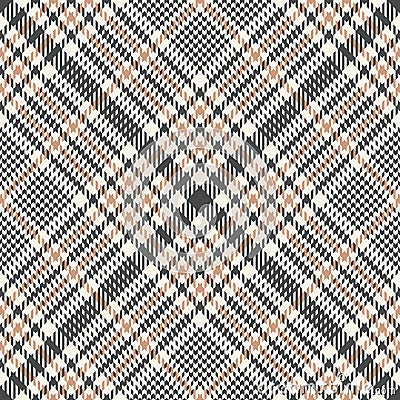 Glen check plaid pattern. Autumn tartan vector in grey and beige. Tweed background for spring autumn winter jacket, coat, dress. Vector Illustration