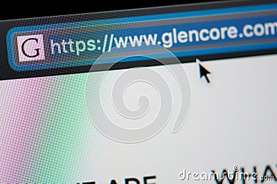 Glencore url link adress Editorial Stock Photo