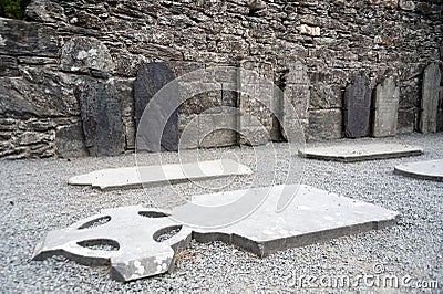 Glendalough Cathedral and Round Tower, Ireland Editorial Stock Photo