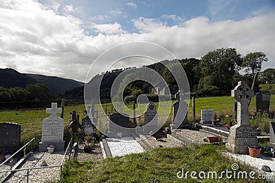 Glendalough Cathedral and Round Tower, Ireland Editorial Stock Photo