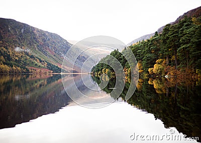 Glendalough Upper Lake in Autumn Stock Photo