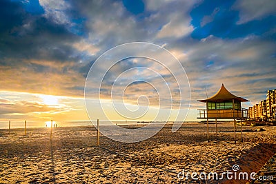 Glenelg Beach at sunset Stock Photo