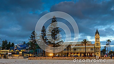 Glenelg Town Hall with people around at sunset Editorial Stock Photo