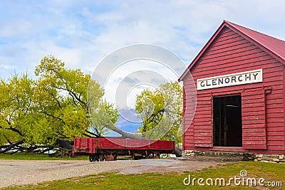 Glenorchy boatshed near wharf at Wakatipu lake, New Zealand Editorial Stock Photo