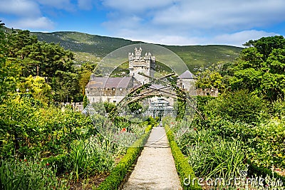 Glenveagh Castle, Donegal in Northern Ireland. Beautiful park and garden in Glenveagh National Park, second largest park Stock Photo
