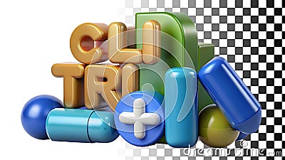 GLI text blocks, word art, typography design, colorful letters, 3D png transparent image Generative AI Stock Photo