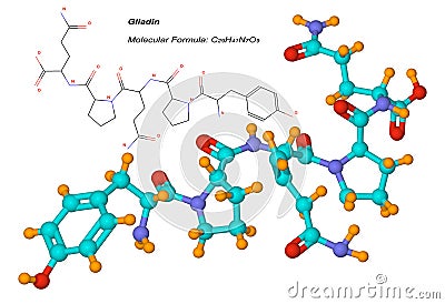 Gliadin molecule, component of gluten Stock Photo