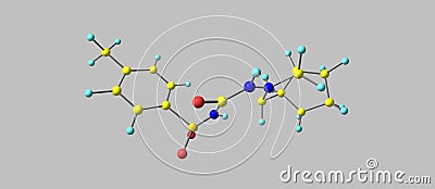 Gliclazide molecular structure isolated on white Cartoon Illustration