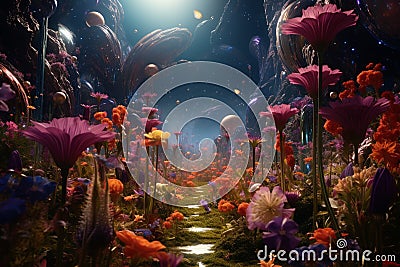 Glide through an interstellar garden where Stock Photo