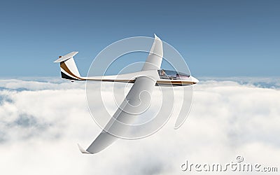 Glider over the clouds Cartoon Illustration