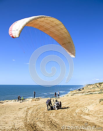 The glider pilot prepares for flight on a paraplan Editorial Stock Photo