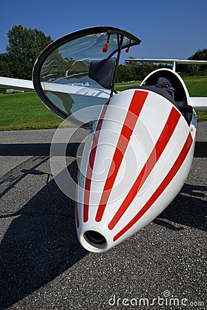 Glider plane front fuselage view detail Stock Photo