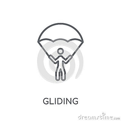Gliding parachutist linear icon. Modern outline Gliding parachut Vector Illustration