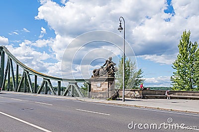 Glienicke Bridge with Centaur sculpture in Potsdam, Germany Editorial Stock Photo