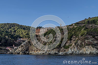 A glimpse of Gorgona Scalo, Livorno, Italy, seen from the sea Stock Photo