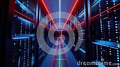 A glimpse into the inner workings of an AIdriven supercomputer tirelessly crunching numbers and synthesizing data to Stock Photo