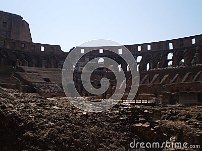 Glimpse of the interior of the ruins of the colosseum rome italy Stock Photo