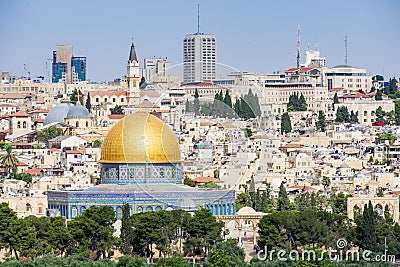 Glimpse of Jerusalem, city of the three religions Stock Photo