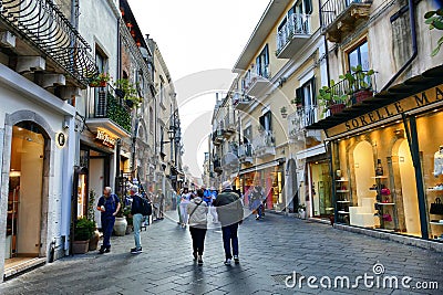 Glimpse of picturesque mediterranean destination Taormina Sicily Italy Editorial Stock Photo