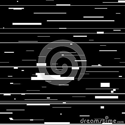 Glitch abstract background. Glitched backdrop with distortion, seamless pattern with random horizontal black and white lines. Vector Illustration