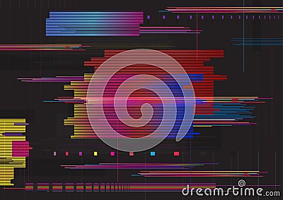 Glitch abstract background. Glitched horizontal stripes. Colorful digital signal error. Vector Illustration