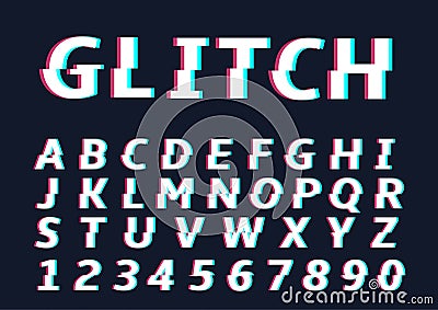 Glitch alphabet letters Vector Illustration