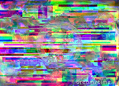 Glitch background. Computer screen error. Digital pixel noise abstract design. Photo glitch. Television signal fail Stock Photo
