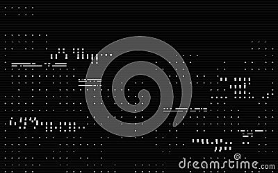 Glitch background. Digital screen error. Program failure concept. Damaged retro computer template. White pixel noise and Vector Illustration
