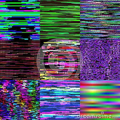 Glitch background vector glitchy noisy pixelated texture pattern tv broken computer screen with noise orabstract Vector Illustration