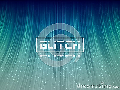 Glitch 3d lines. Stylized distortion with wave effect. Abstract futuristic banner. Cyberpunk background with pixel noise Vector Illustration