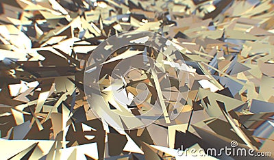 Glitch 3d render, golden modern shattered field texture, random triangles digital illustration, abstract geometric Cartoon Illustration