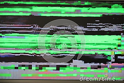 Glitch digital error screen pixel pixilation Test Glitch Texture corrupt file synth wave in ufo green lo-fi vapor synth wave Stock Photo