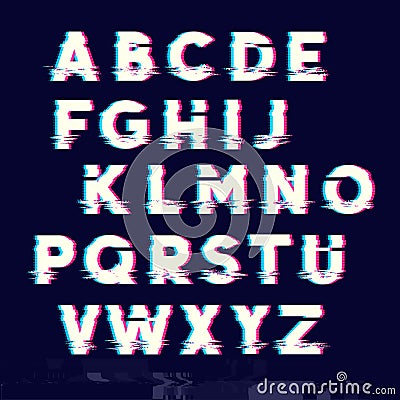 Glitch displacement type letters Vector Illustration