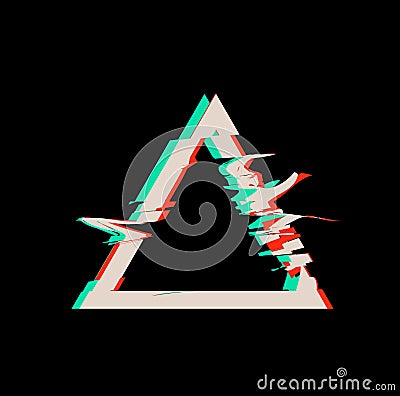 Glitch distortion frame. Vector triangle illustration on black Vector Illustration